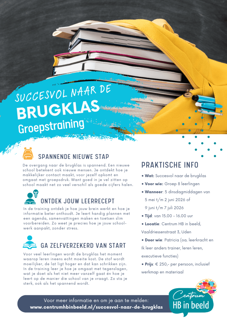 Groepstraining Succesvol naar de brugklas, start 28 mei 2026